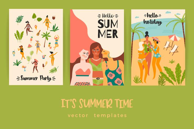 Vector sjablonen met leuke zomer illustratie.