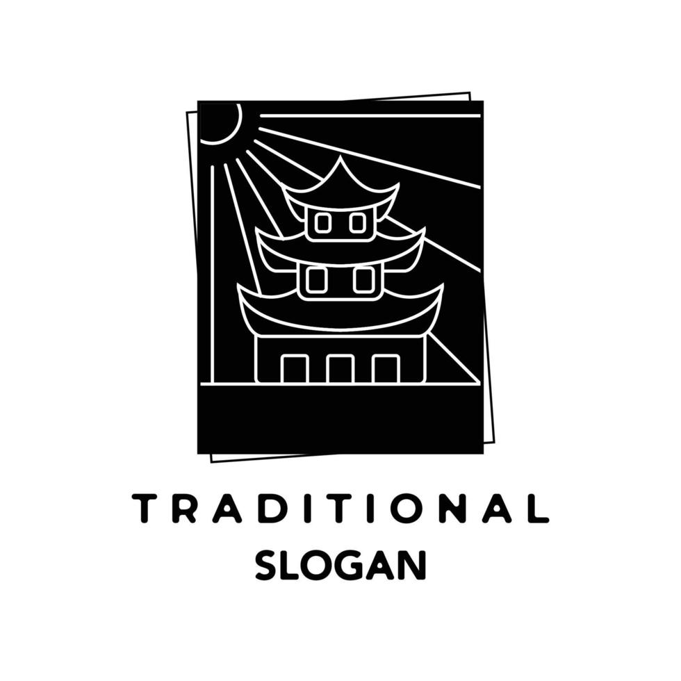 pagode logo vector lijntekeningen minimalistische illustratie creatief ontwerp