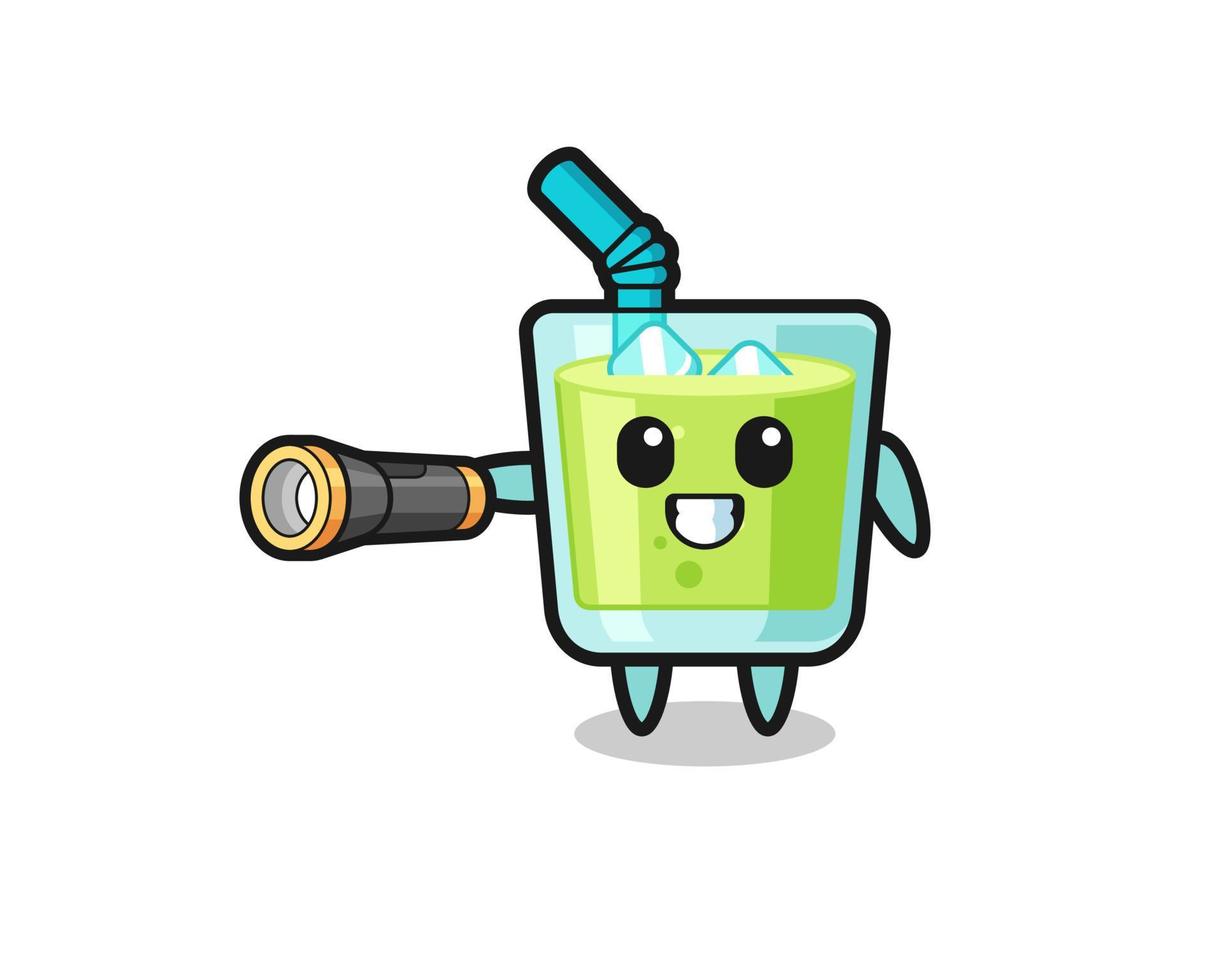 meloensap mascotte met zaklamp vector