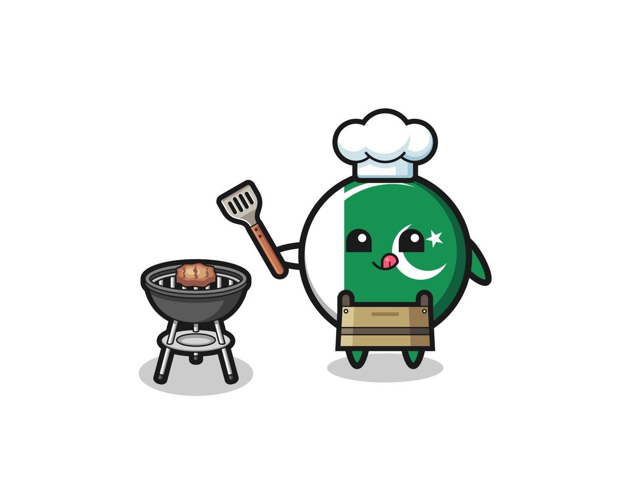 Pakistaanse vlag barbecue chef-kok met een grill vector