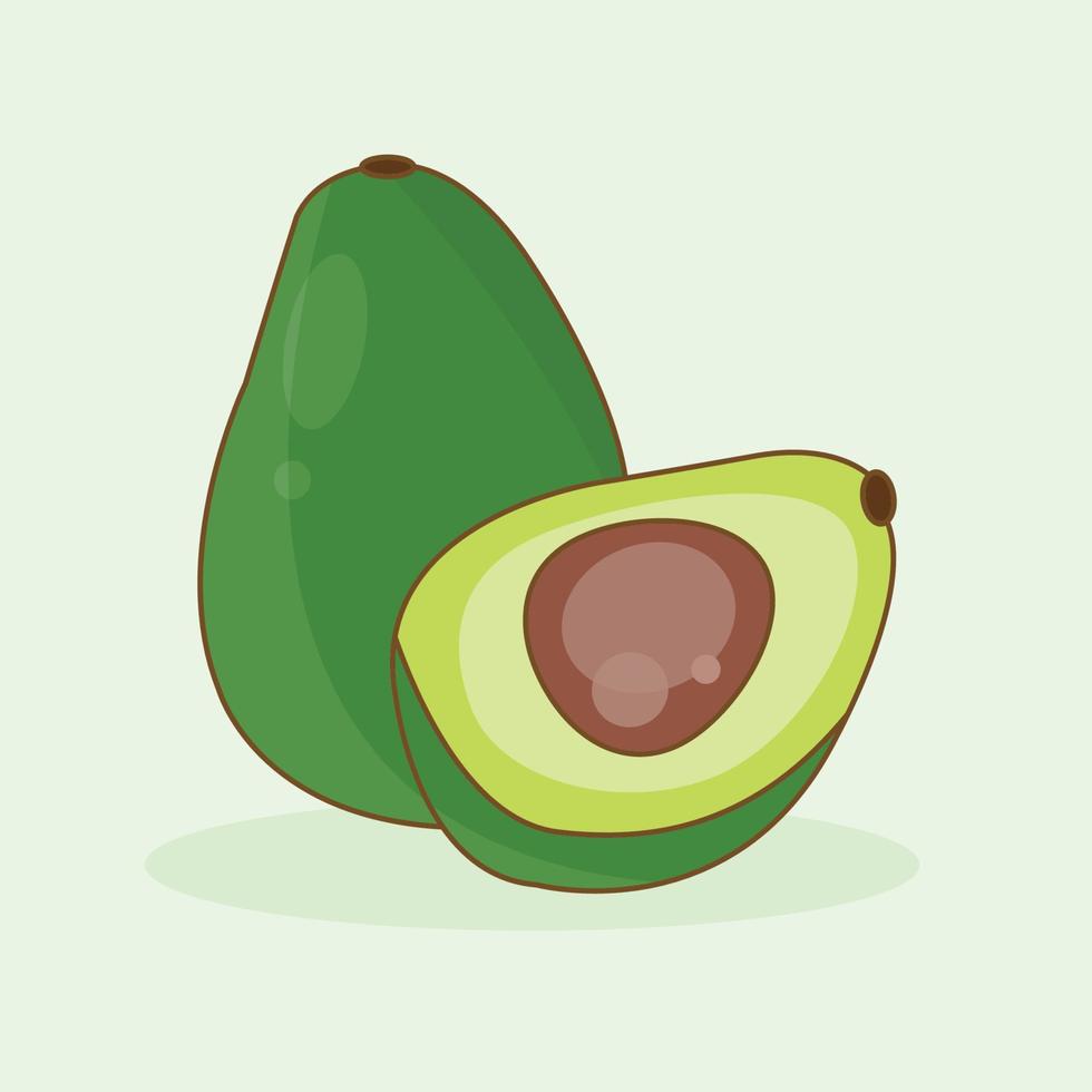 avocado fruit gesneden geïsoleerd op zachte groene achtergrond vector