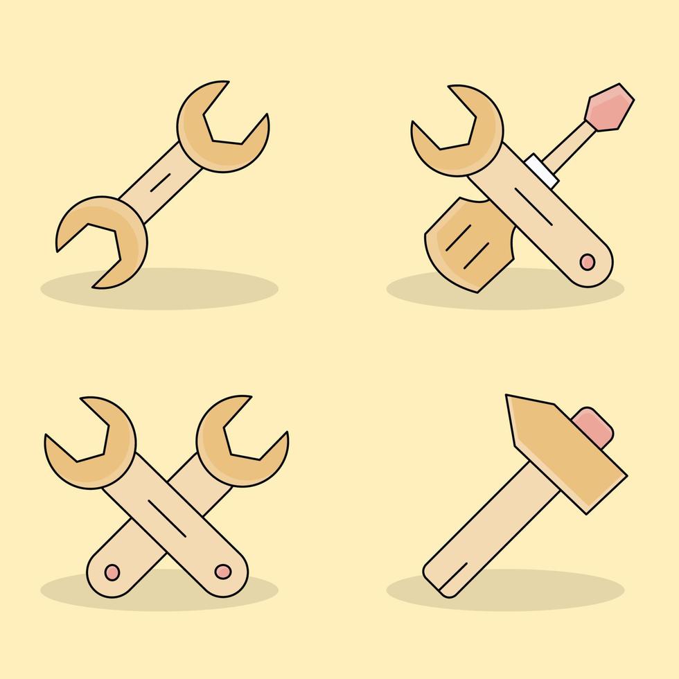 een set van reparatie gereedschap pictogram vectoren ico gereedschap symbool geïsoleerd