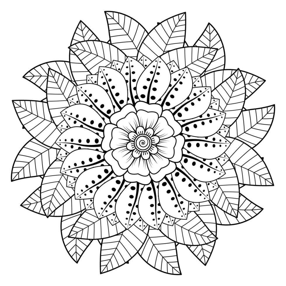 cirkelvormig patroon in de vorm van mandala voor henna, mehndi, tatoeage, decoratie. decoratief ornament in etnische oosterse stijl. kleurboek pagina. vector