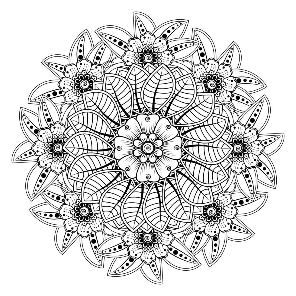 cirkelvormig patroon in de vorm van mandala voor henna, mehndi, tatoeage, decoratie. decoratief ornament in etnische oosterse stijl. kleurboek pagina. vector