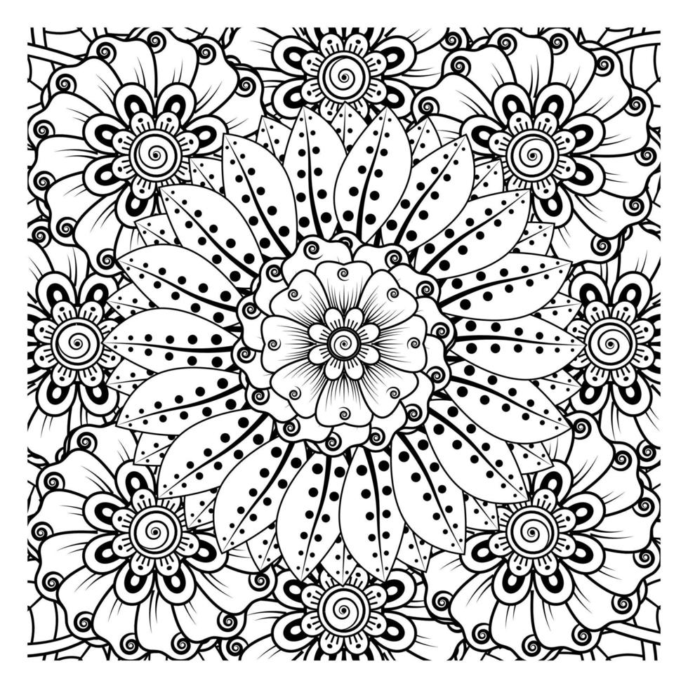 cirkelvormig patroon in de vorm van mandala voor henna, mehndi, tatoeage, decoratie. decoratief ornament in etnische oosterse stijl. kleurboek pagina. vector