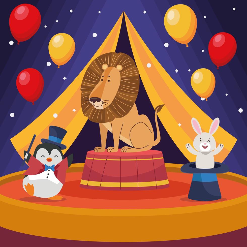 drie dieren in circus vector