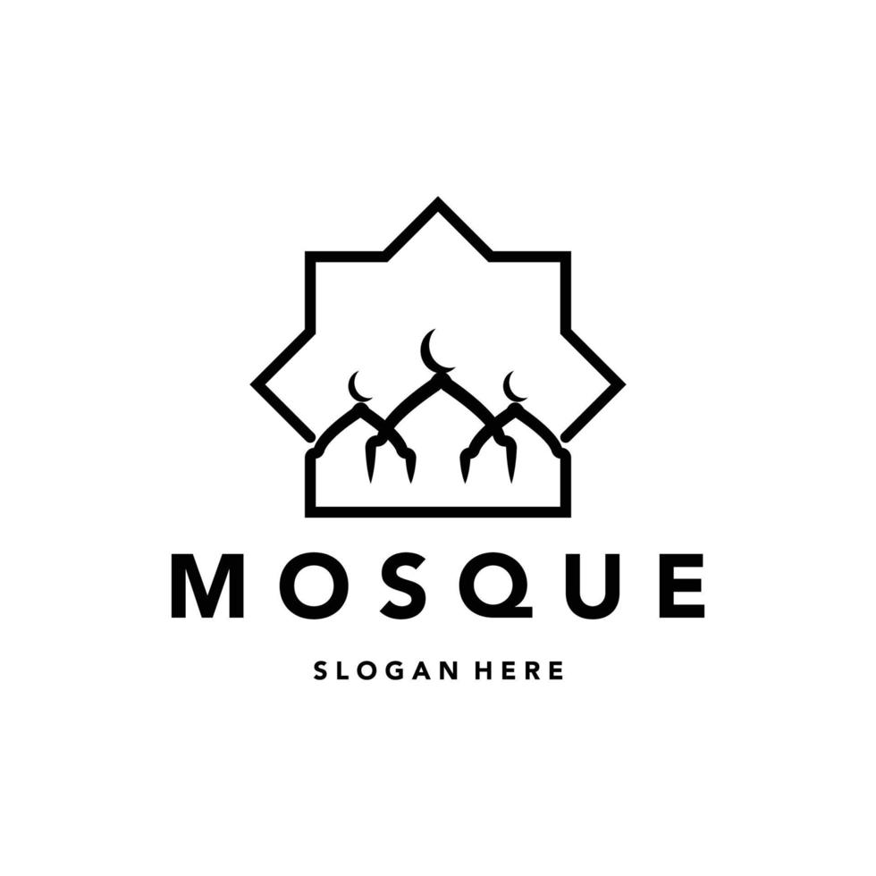 moskee islam lijn kunst logo creatieve vector minimalistische illustratie ontwerp