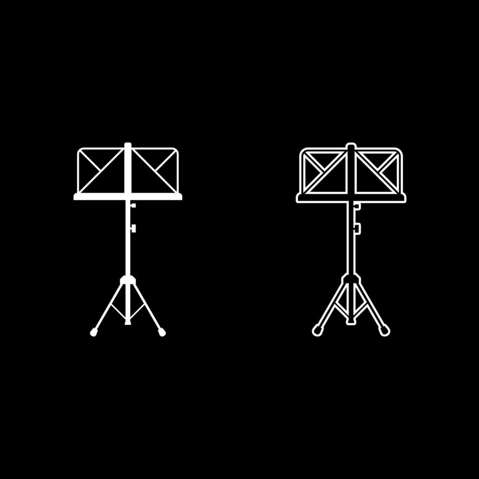 muziekstandaard ezel statief pictogram overzicht set witte kleur vector illustratie vlakke stijl afbeelding