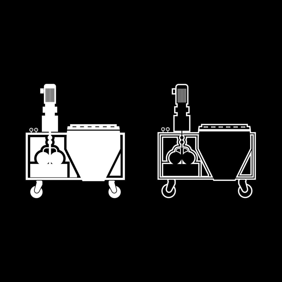 gips station muur decoratie machine oplossing mengen pictogram overzicht set witte kleur vector illustratie vlakke stijl afbeelding