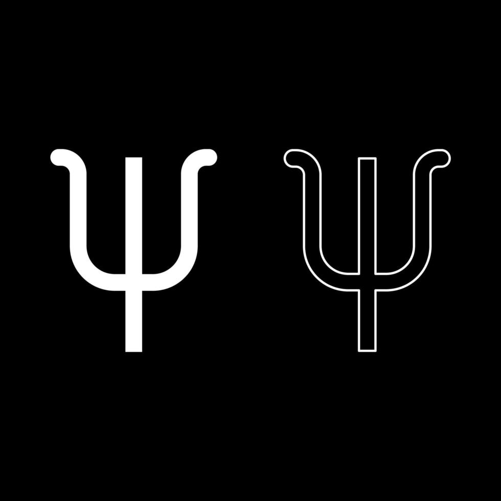 psi Grieks symbool kleine letter kleine letters lettertype pictogram overzicht set witte kleur vector illustratie vlakke stijl afbeelding