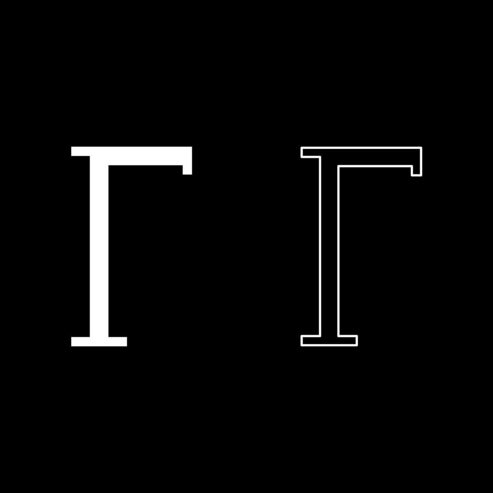 gamma grieks symbool hoofdletter hoofdletters lettertype pictogram overzicht set witte kleur vector illustratie vlakke stijl afbeelding