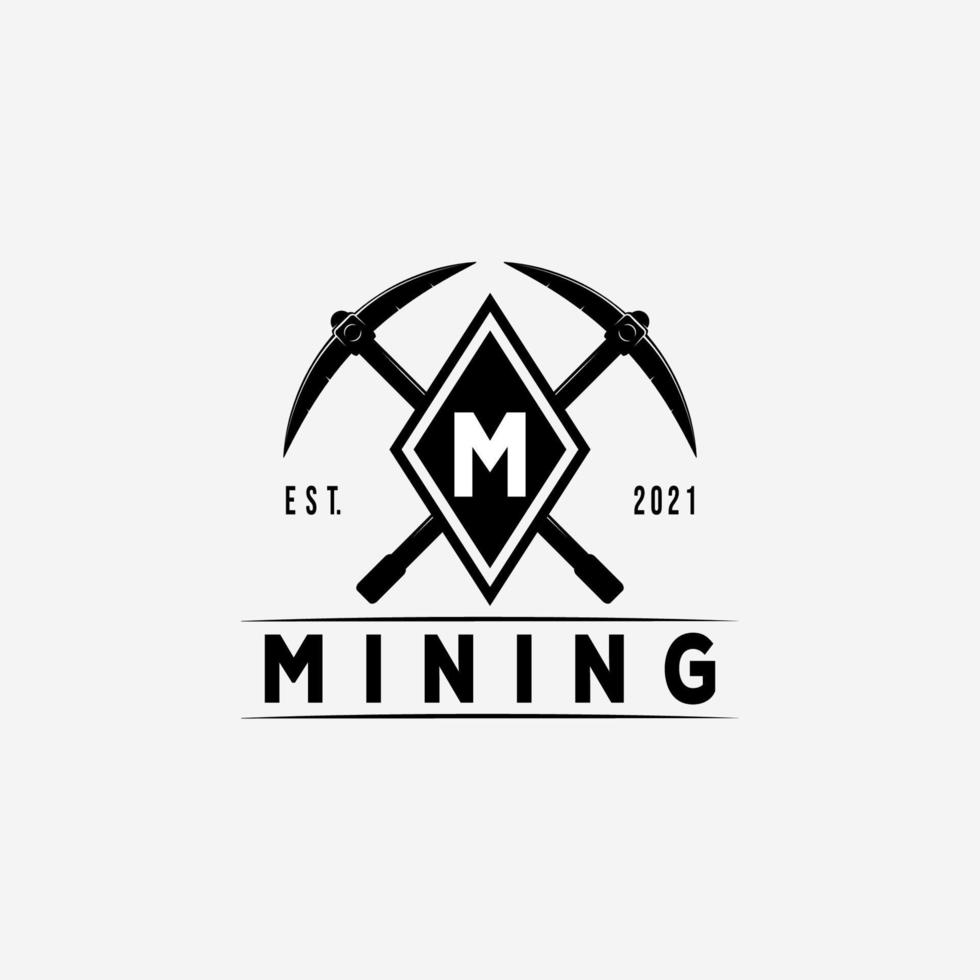 mijnbouw houweel logo vector illustratie ontwerp