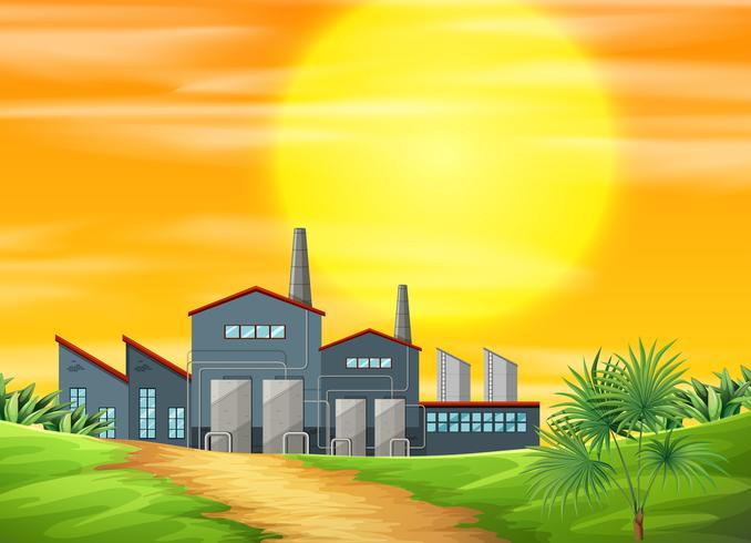 Een fabriek en landelijke scène vector