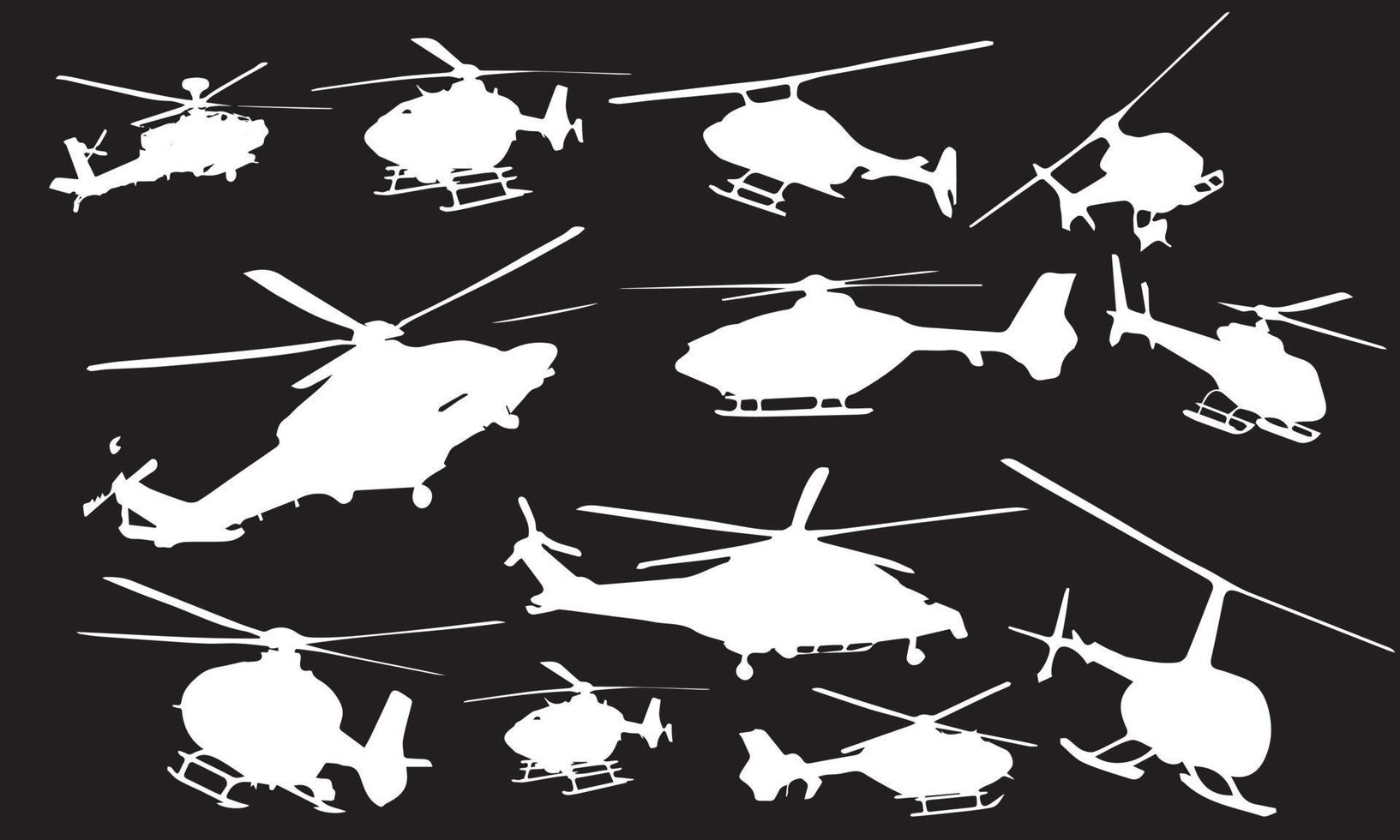 vector illustratie ontwerp van helikopter zwarte en witte achtergrond collection