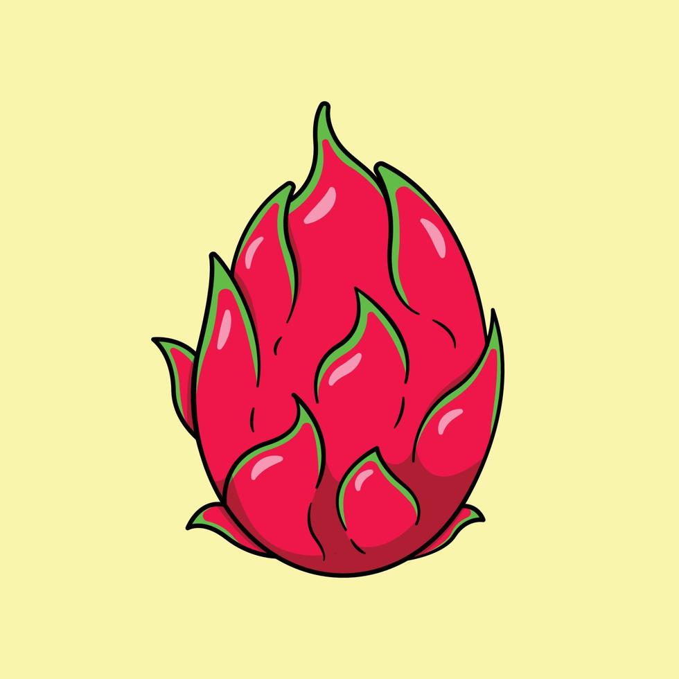 draak fruit vectorillustratie. fruit ontwerp. gezond eten. platte cartoonstijl geschikt voor pictogram, webbestemmingspagina, banner, flyer, sticker, kaart, achtergrond, t-shirt, illustraties vector