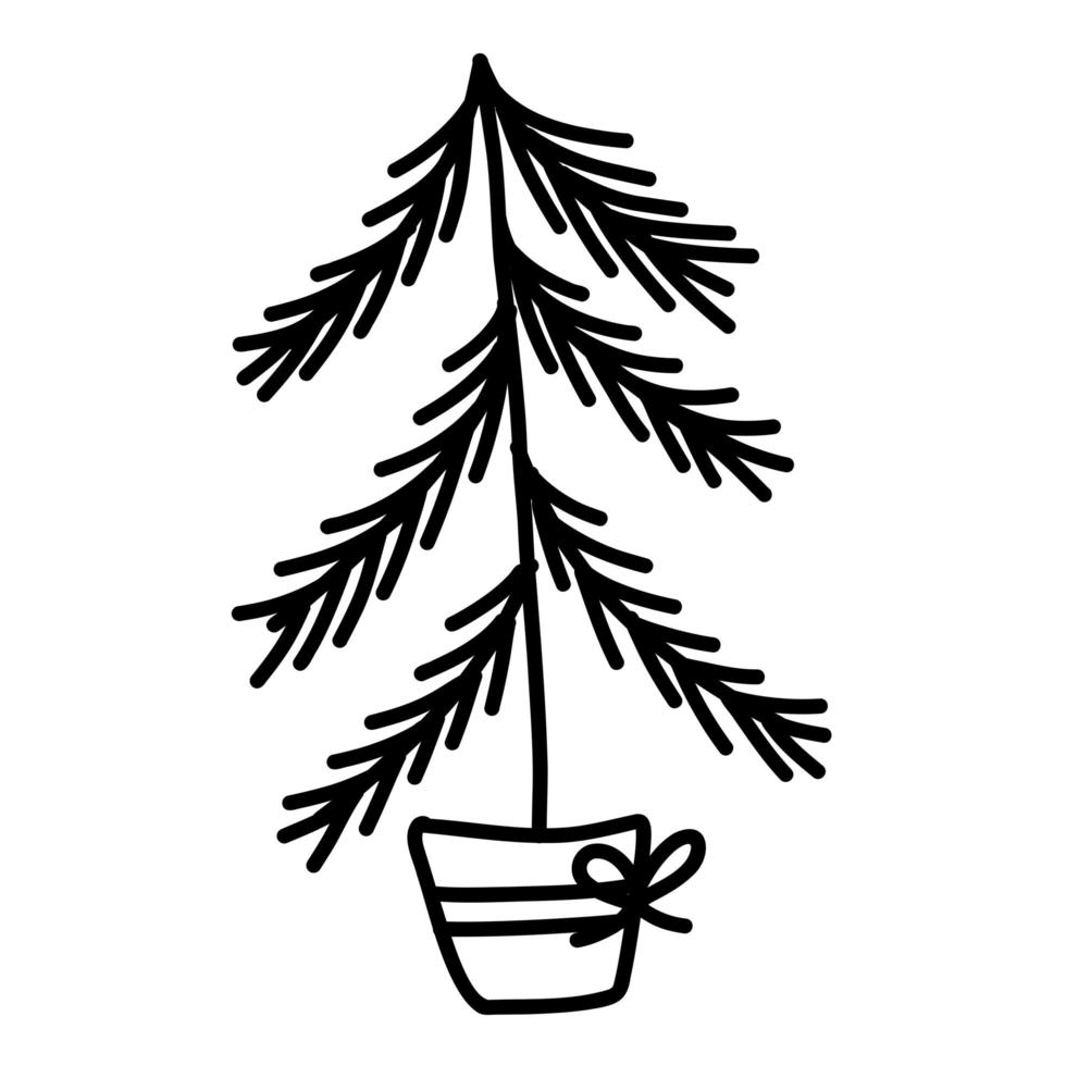 hand getrokken doodle kerstboom in vector-formaat. vector