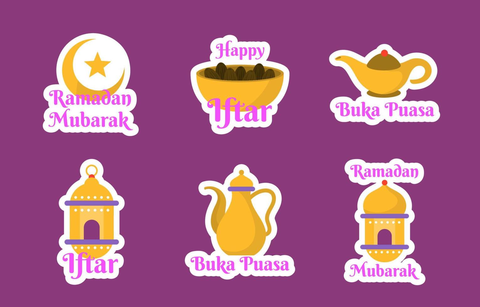 ramadan maand iftar sticker collectie vector