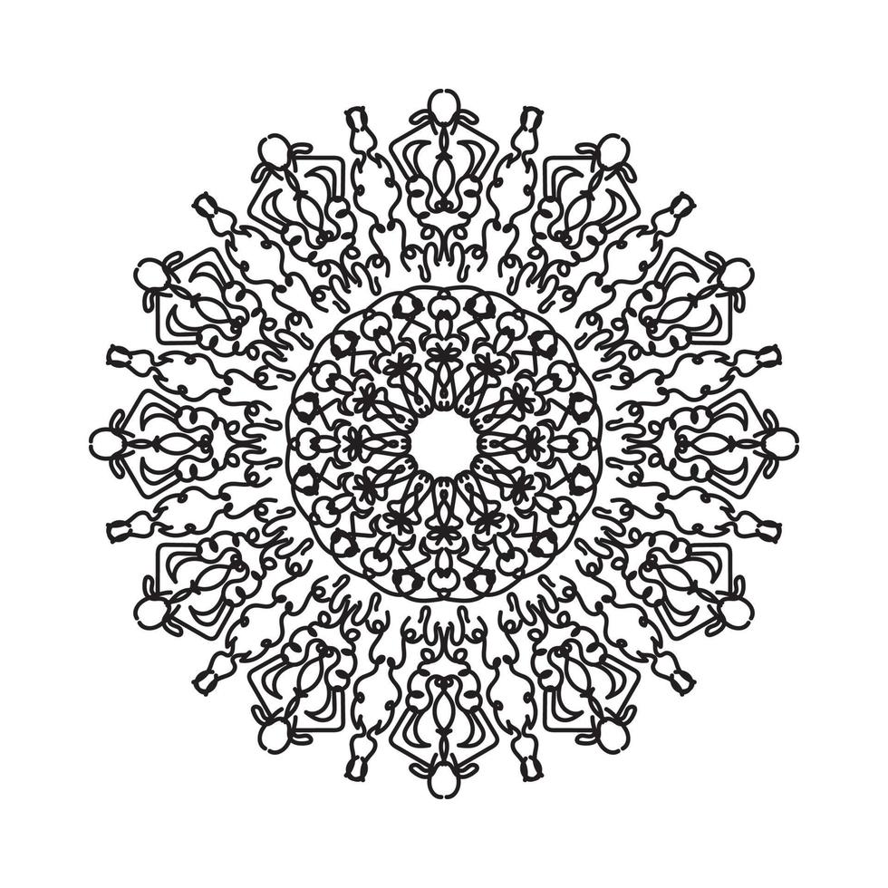 cirkelvormig patroon in de vorm van mandala voor henna, mehndi, tatoeage, decoratie. decoratief ornament in etnische oosterse stijl. kleurboek pagina. vector