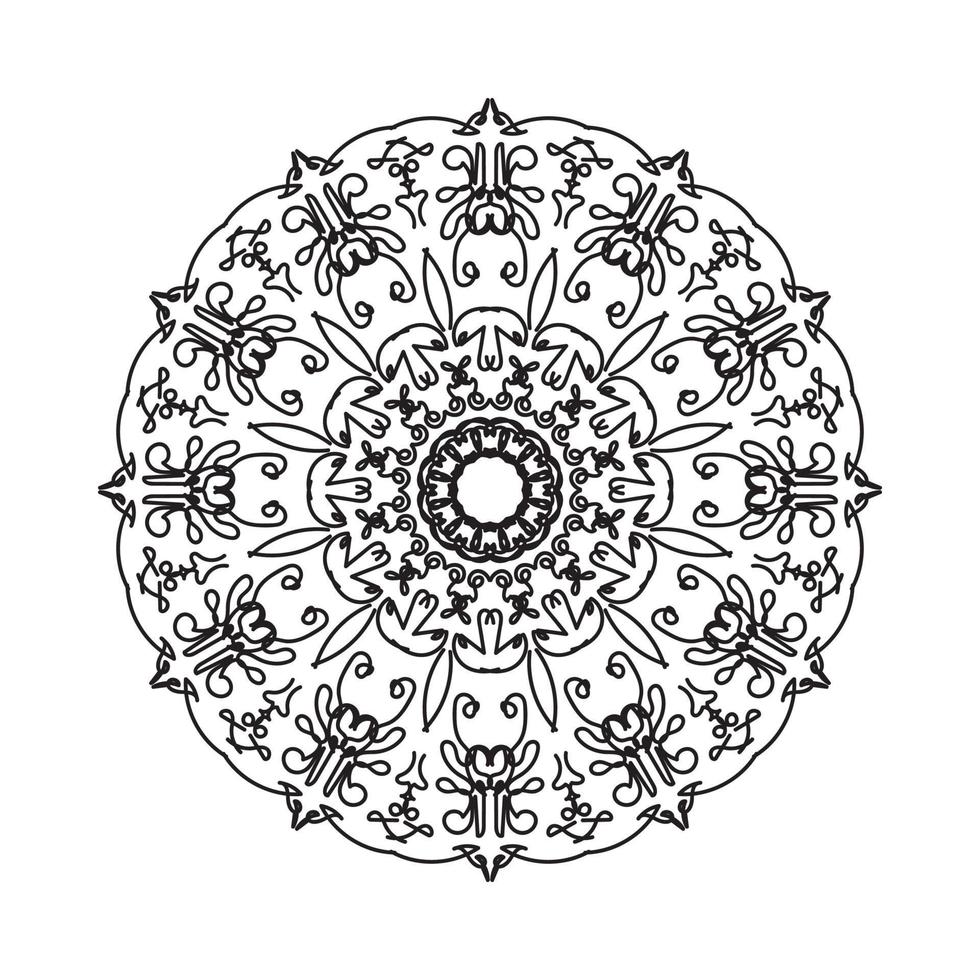 cirkelvormig patroon in de vorm van mandala voor henna, mehndi, tatoeage, decoratie. decoratief ornament in etnische oosterse stijl. kleurboek pagina. vector