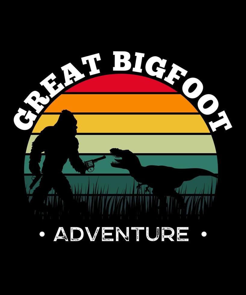 bigfoot met dinosaurus avontuur vector sjabloon