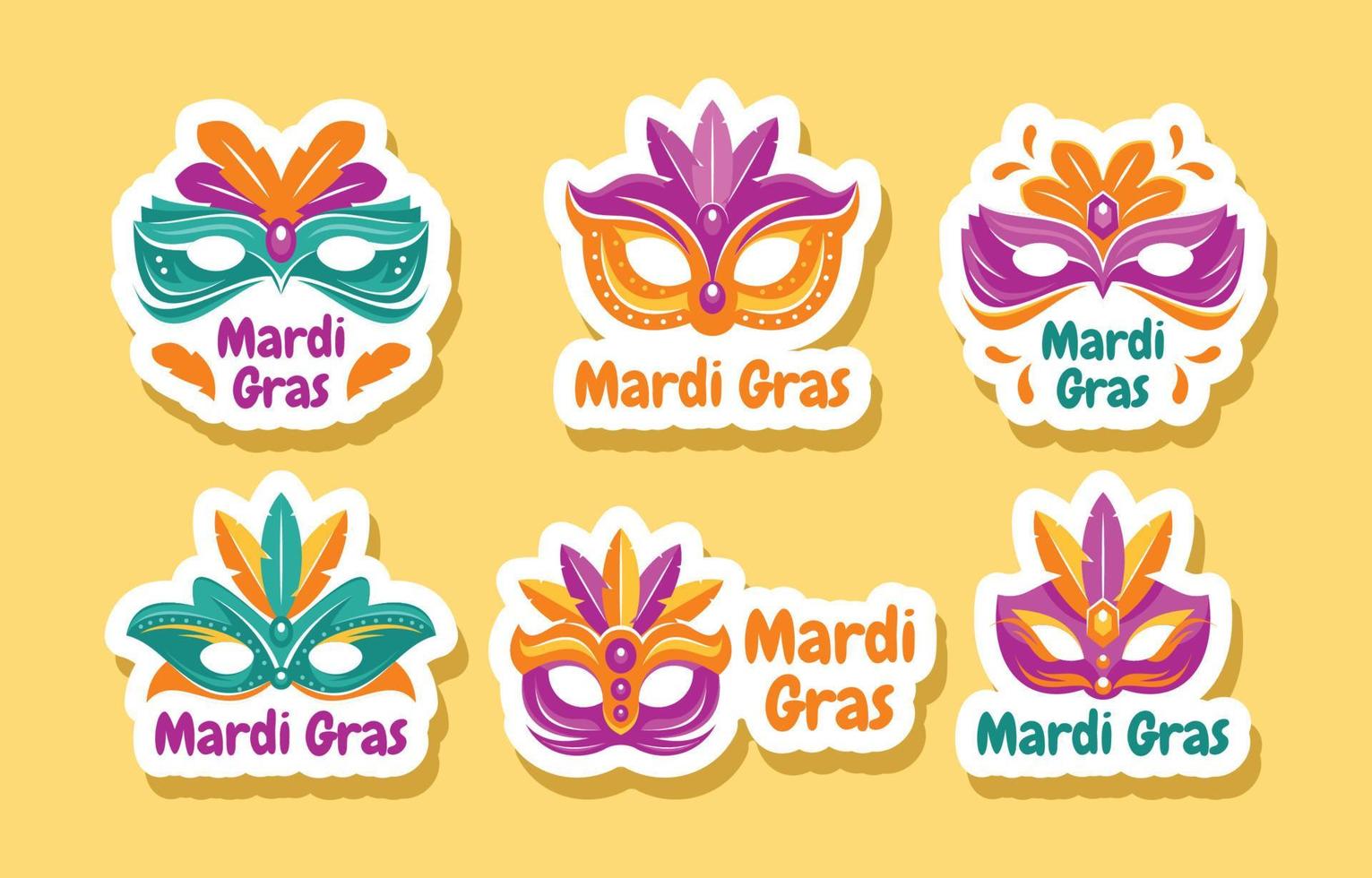 mardi gras masker sticker vector