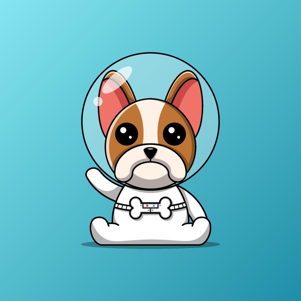 schattig boston terrier hond astronaut, vector illustratie eps.10