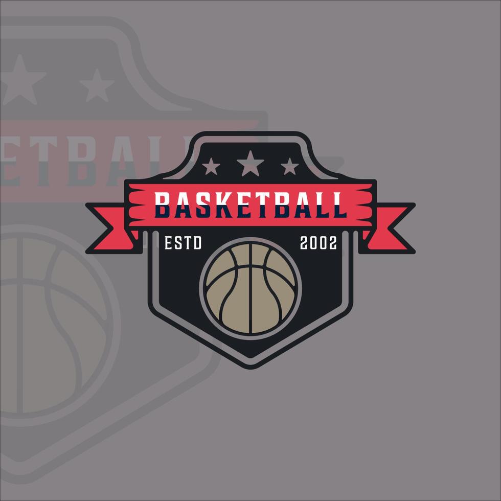 basketbal logo moderne vintage vector illustratie sjabloon pictogram grafisch ontwerp. sportteken of symbool voor team- en clubcompetitie met badge en typografie