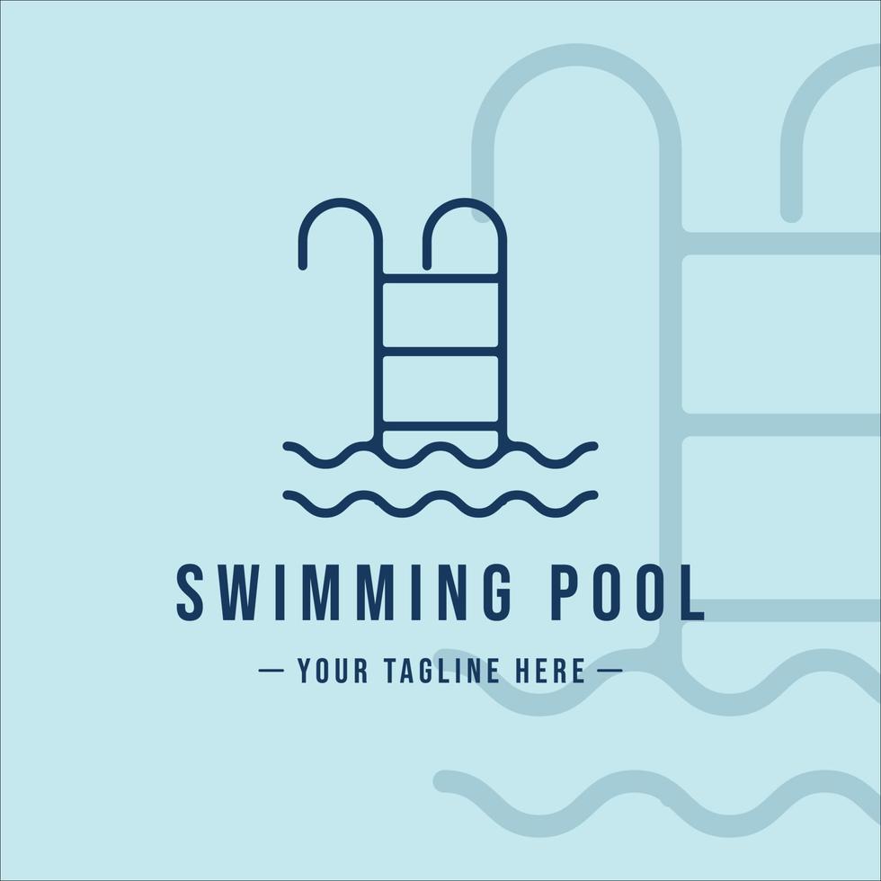 trap bij zwembad logo lijntekeningen eenvoudige minimalistische vector illustratie sjabloon pictogram grafisch ontwerp