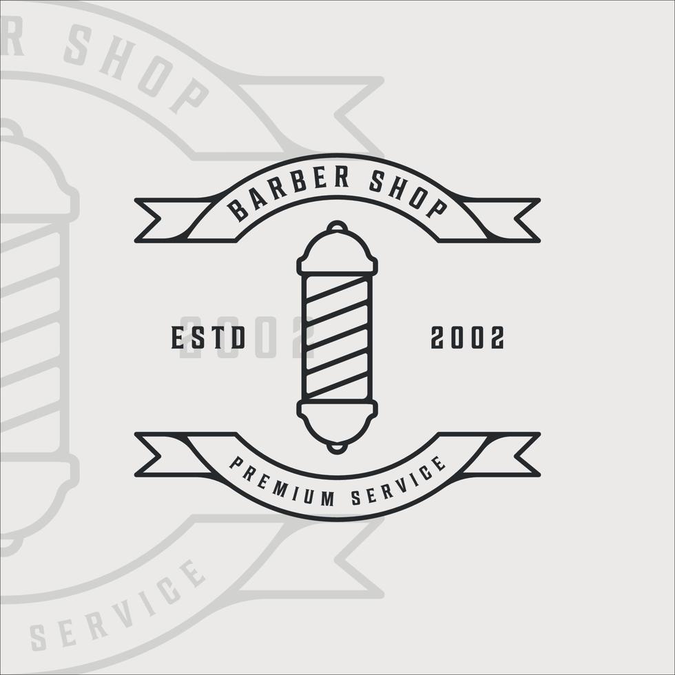 kapper winkel logo minimalistische lijnwerk vintage vector logo illustratie sjabloon pictogram grafisch ontwerp. eenvoudig symbool voor zaken met typografie en ronde badge