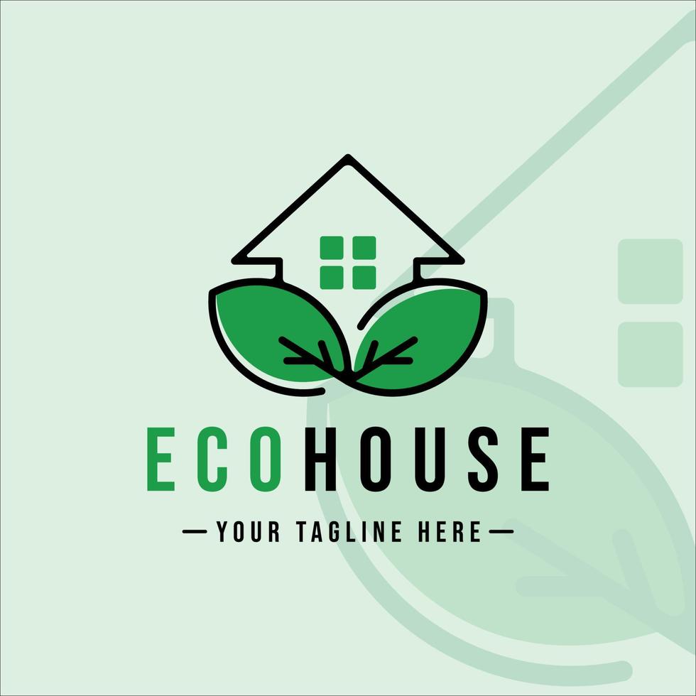 eco huis logo vector illustratie sjabloon pictogram grafisch ontwerp. gebouw en architectuur met bladnatuur voor bedrijf en bedrijf