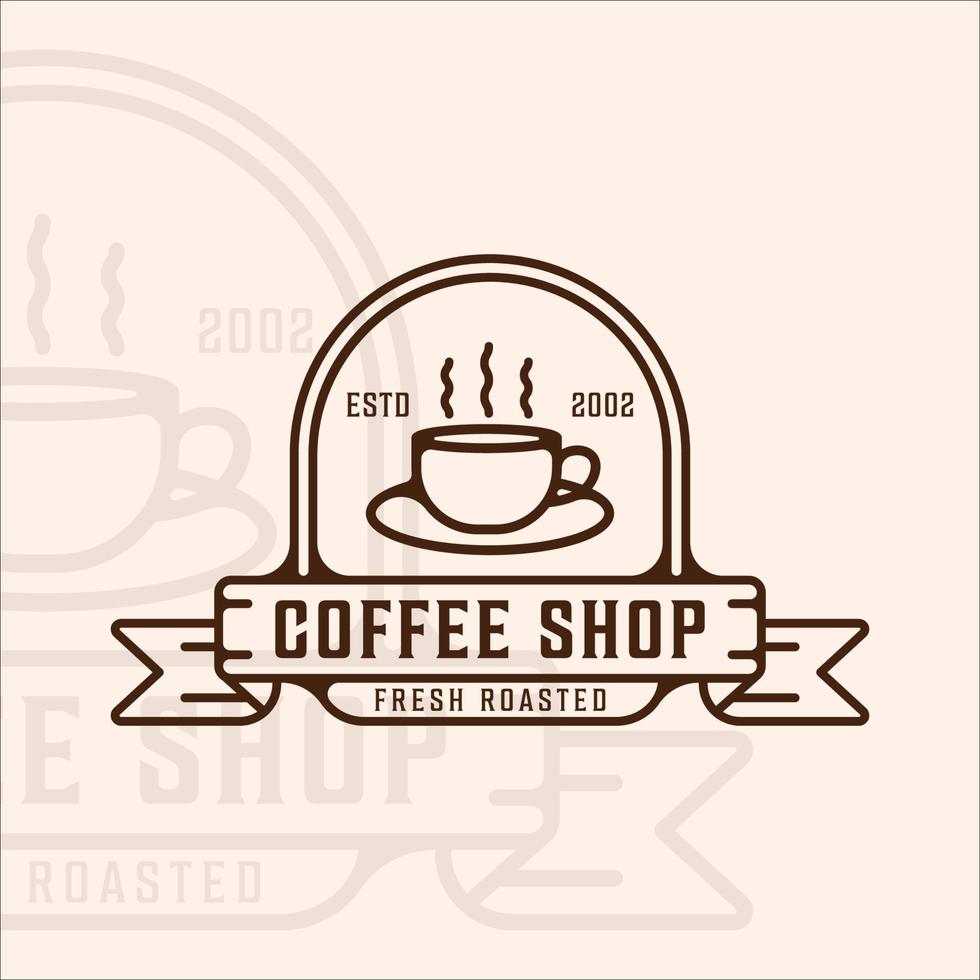 mok of kopje coffeeshop logo lijnwerk vintage vector illustratie sjabloon pictogram grafisch ontwerp. drank of drankteken of symbool voor zaken met retro kentekentypografie