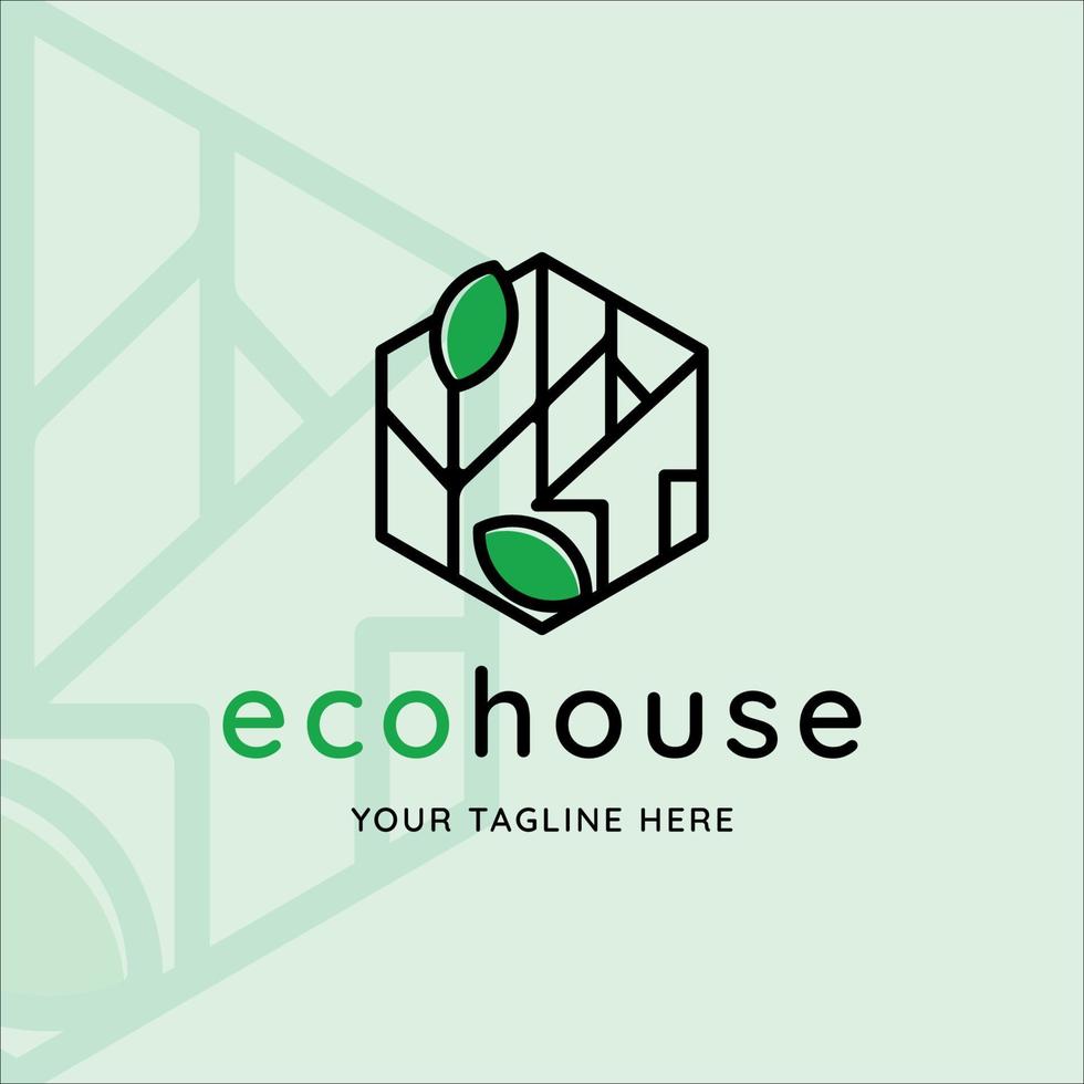 eco huis logo vector illustratie sjabloon pictogram grafisch ontwerp. gebouw en architectuur met bladnatuur voor bedrijf en bedrijf