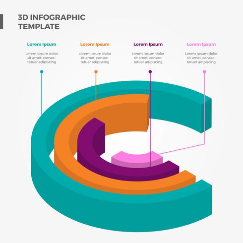 Platte 3D Infographic elementen cirkel Vector sjabloon