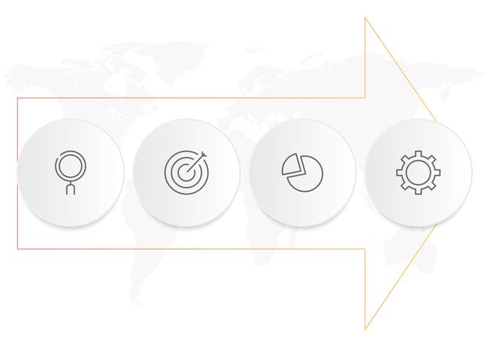 Infographicsdiagram met 4 stappen, opties of processen. Vector bedrijfsmalplaatje voor presentatie. bedrijfsgegevensvisualisatie.