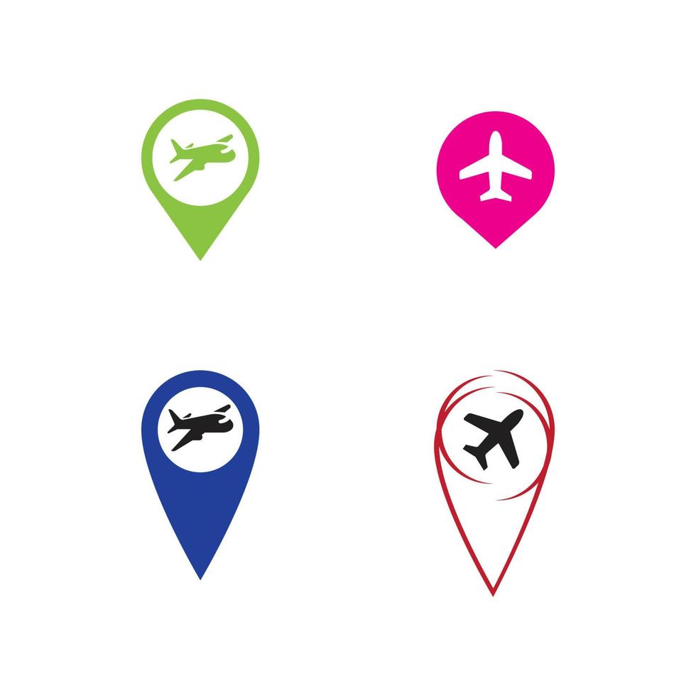 kaartaanwijzer met vliegtuig icon.map pointer.vector illustratie vector