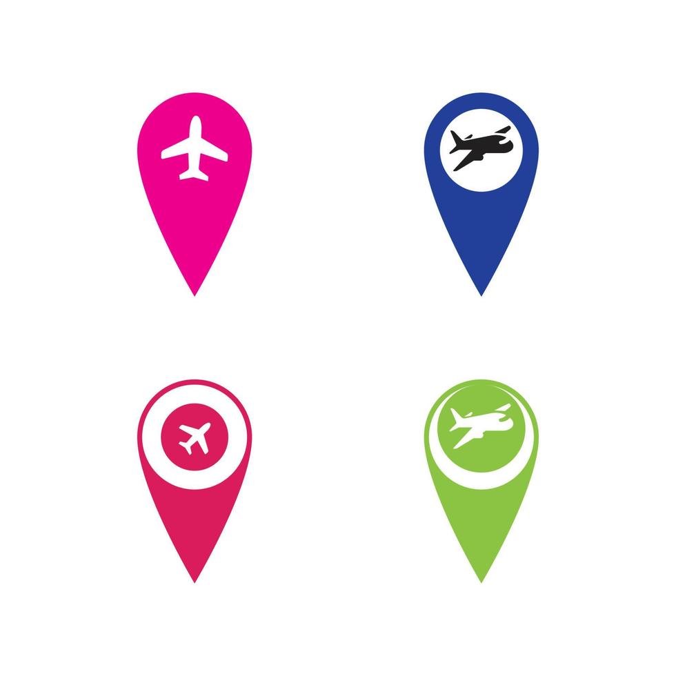 kaartaanwijzer met vliegtuig icon.map pointer.vector illustratie vector