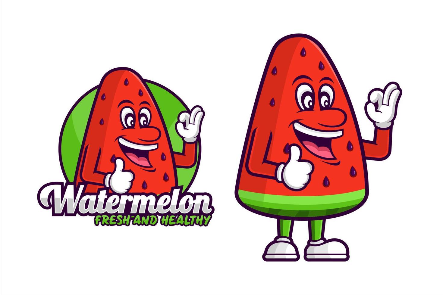 watermeloen vers en gezond vectorontwerp mascot.eps vector