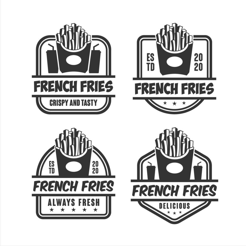Franse frietjes ontwerp logo collectie vector