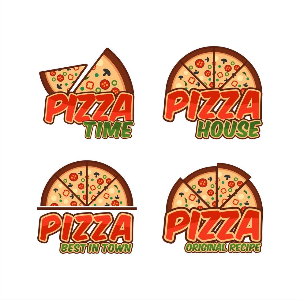 pizza tijd huis logo collectie vector