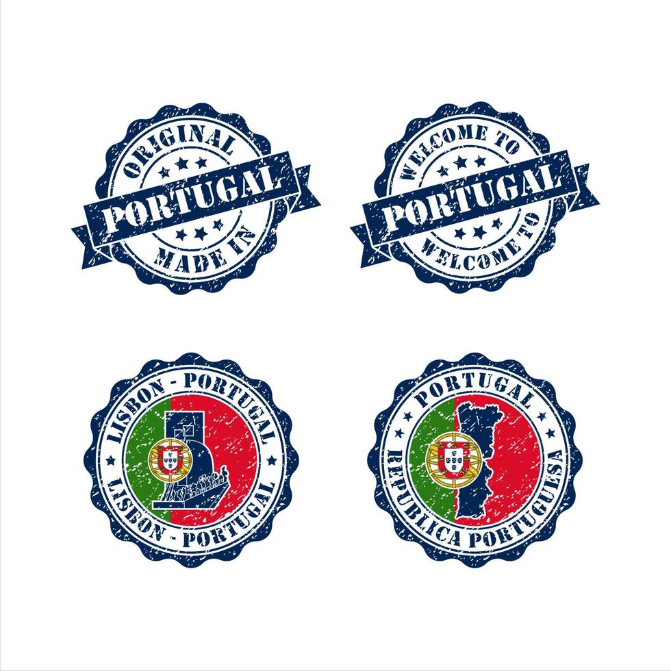 stempel originele mede in portugal lissabon collectie vector