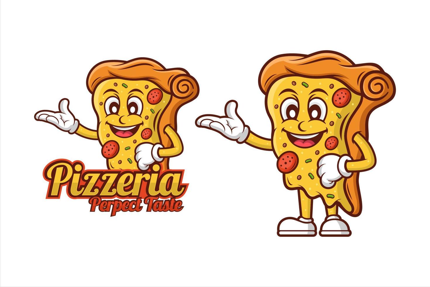 pizzeria perfecte smaak mascotte cartoon vector design