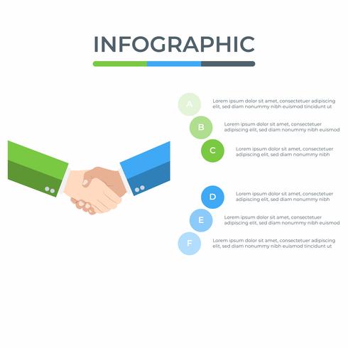Zakelijke infographic. Infographicsdiagram met Zakenmanhanddruk. sjabloon voor presentatie. partner concept. vector