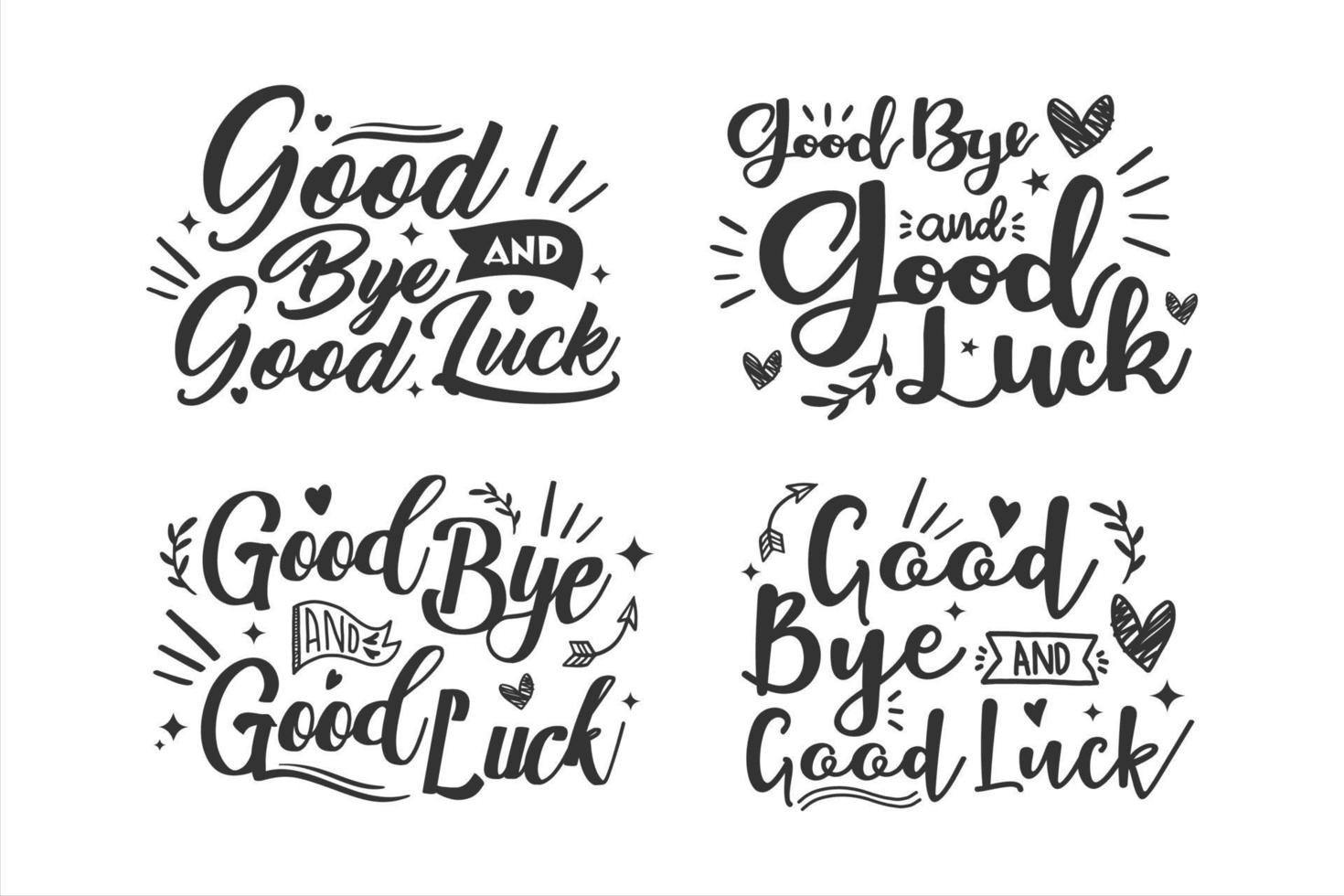 vaarwel en veel geluk belettering vector design collectie