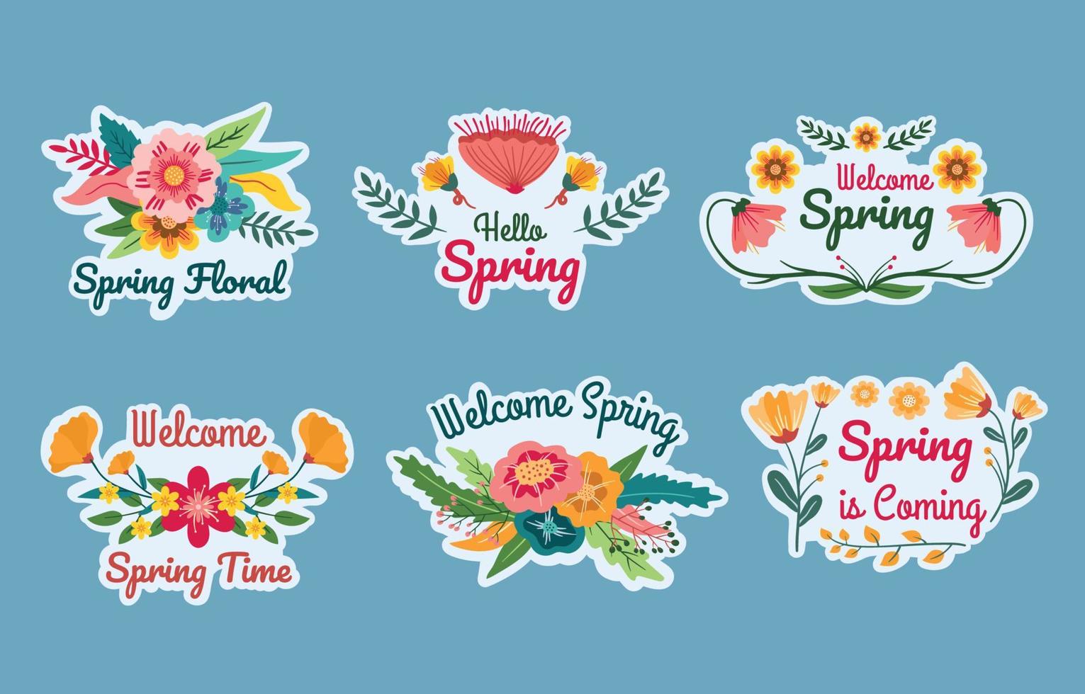 sticker lente seizoenen bloemen vector