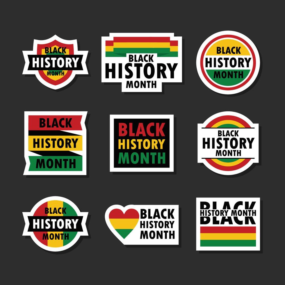 zwarte geschiedenis maand bewustzijn sticker collectie vector