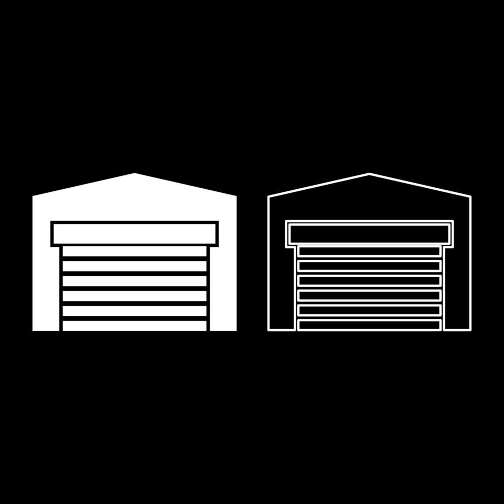 garagedeur voor auto rolluik hangar magazijn pictogram witte kleur vector illustratie vlakke stijl afbeelding set