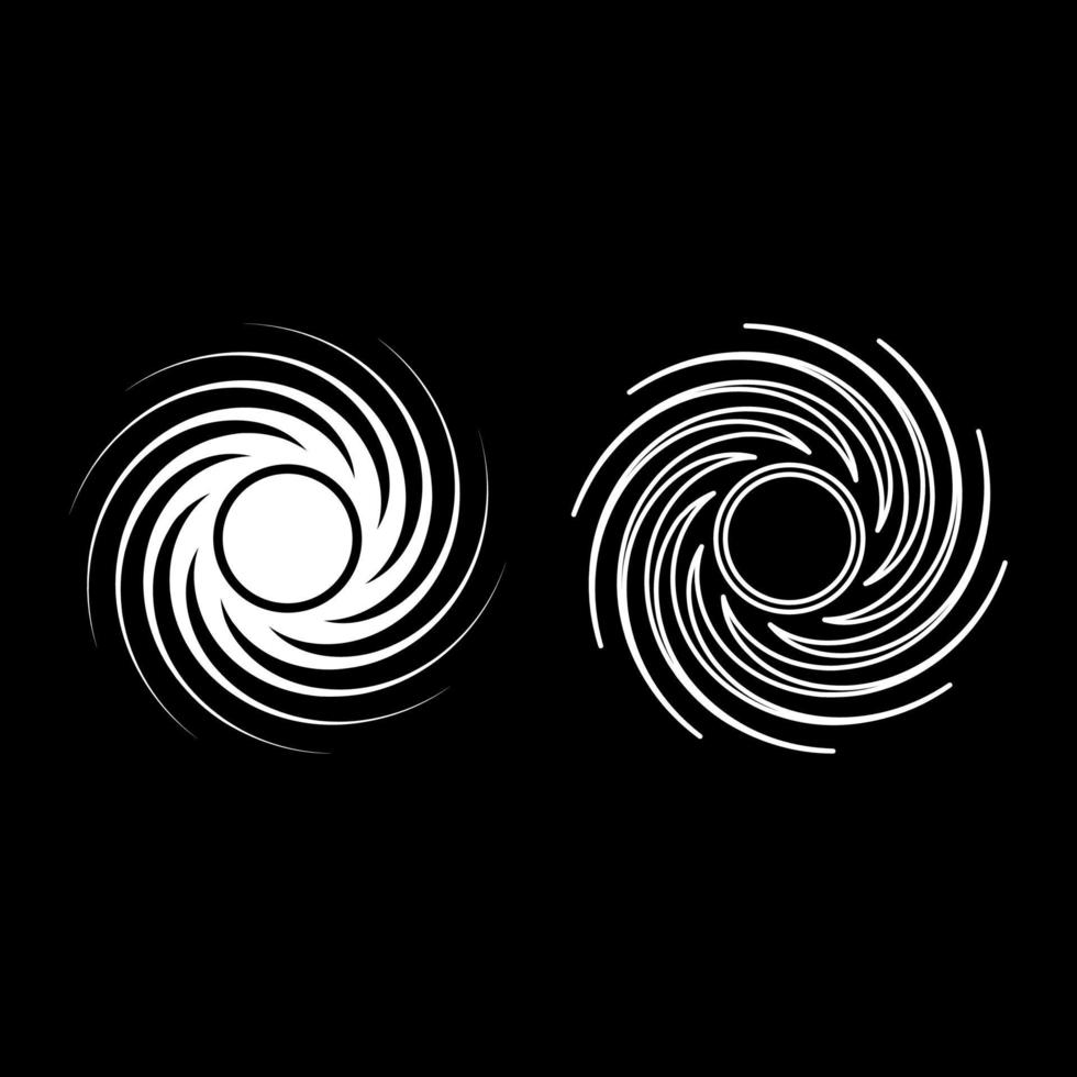 zwart gat spiraalvorm draaikolk portaal pictogram witte kleur vector illustratie vlakke stijl afbeelding set
