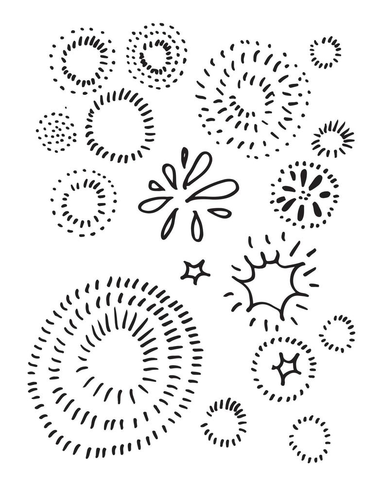 set doodle starburst geïsoleerd op een witte achtergrond hand getrokken uit sunburst. ontwerp elementen. vectorillustratie. vector