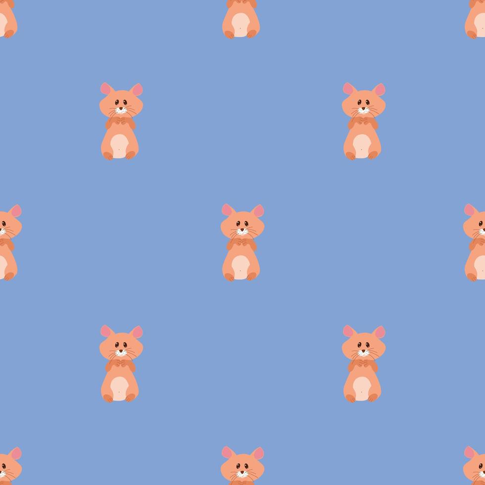 naadloos vectorpatroon met hamsters op een blauwe achtergrond. vector