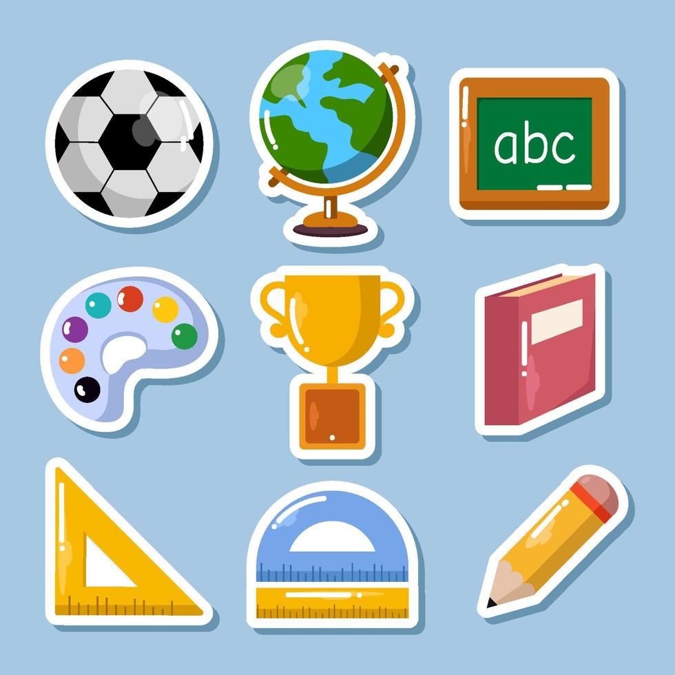 stickerset voor schoolelementen vector